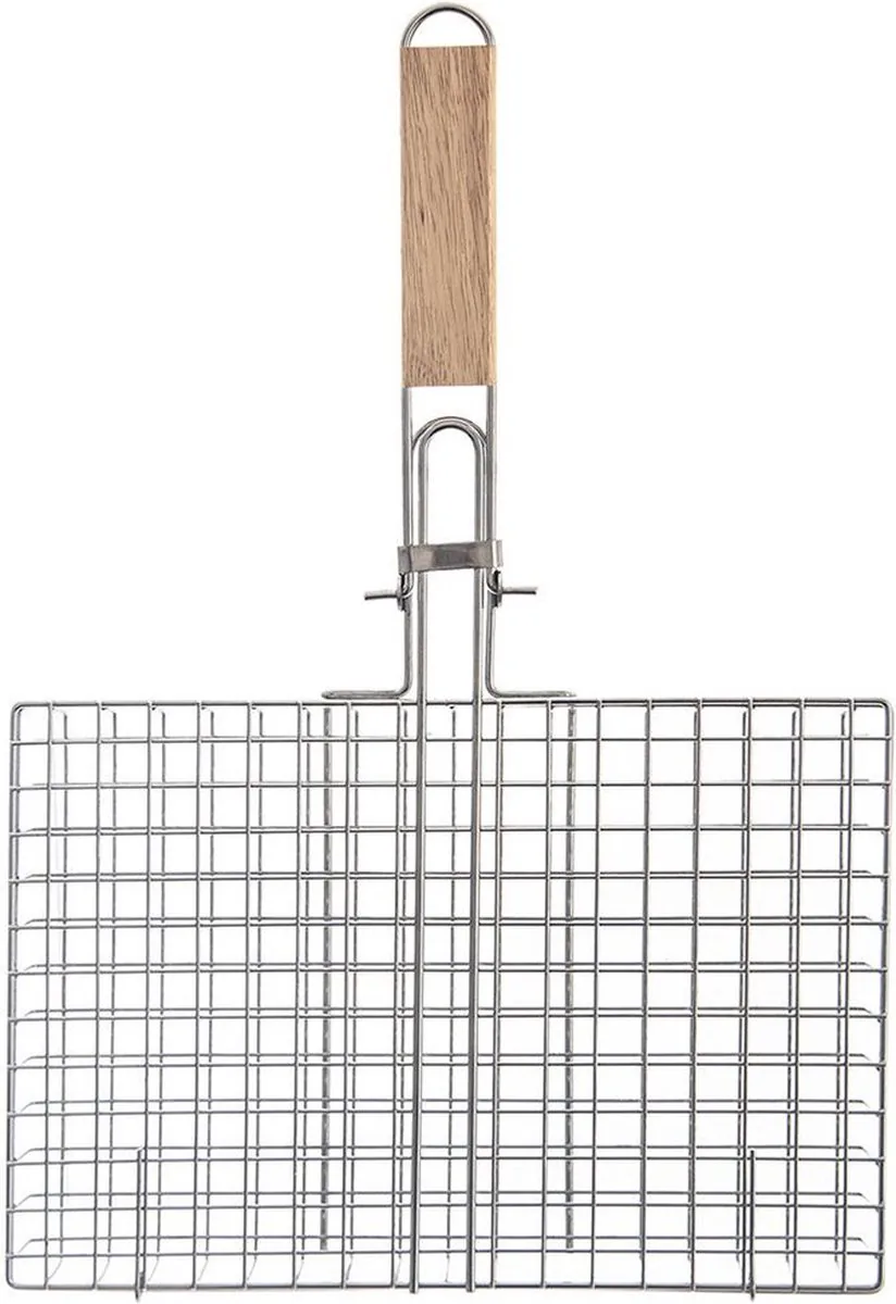 BBQ Collection grillmand met hoge rand en houten handgreep